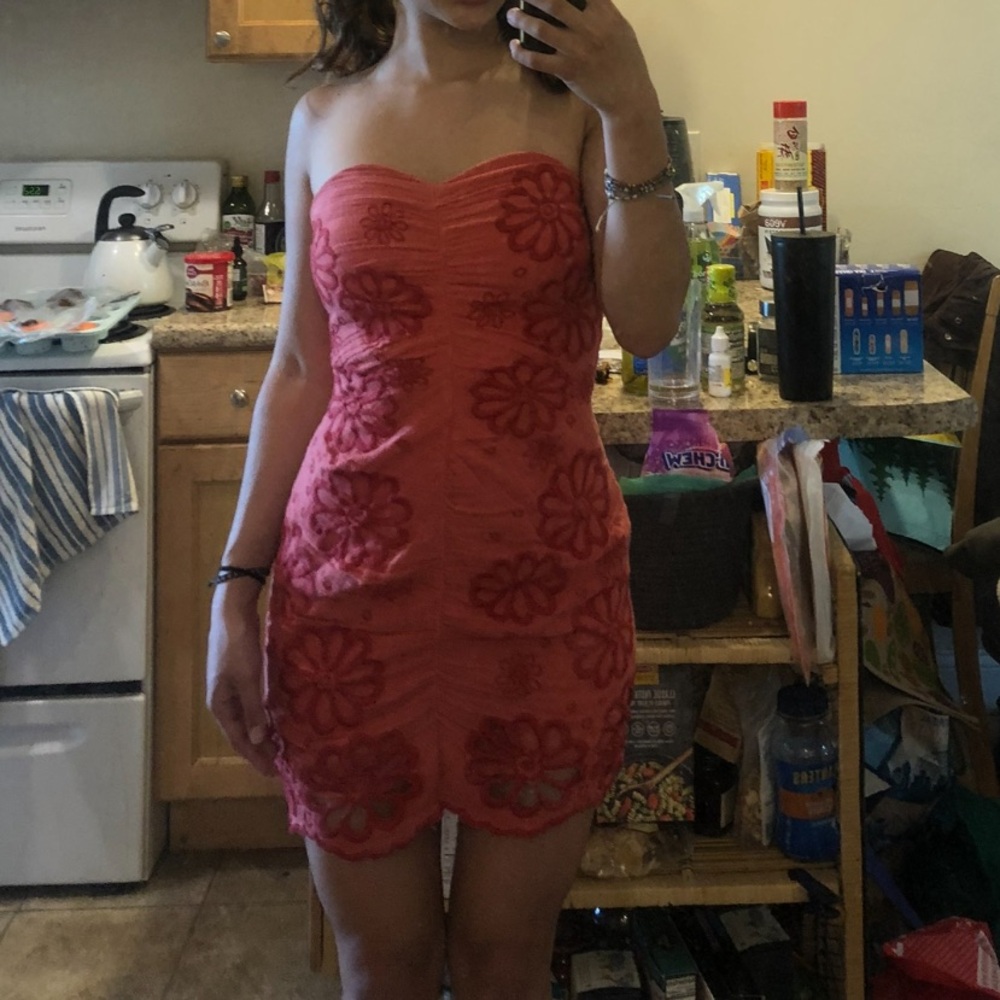 Free people pink flower mini dress, size XS